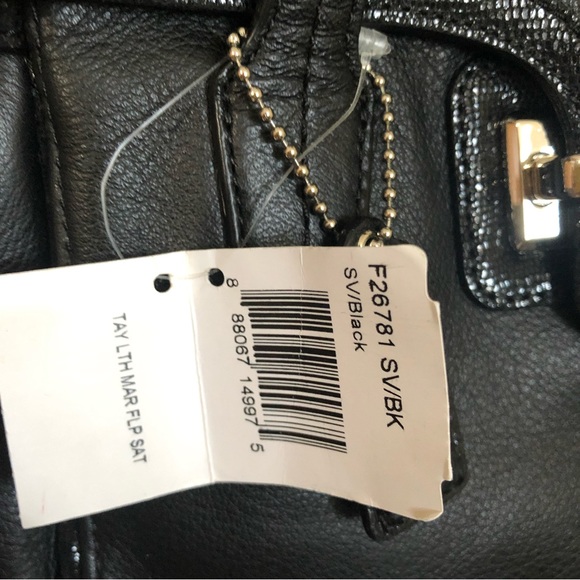 Coach Taylor Leather Marin Flap Satchel Work Bag Black Contrast Trim NWT - Picture 10 of 16